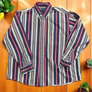 Trader Bay Vintage 90s Multicolor Striped Button Front Shirt Cotton Mens XL